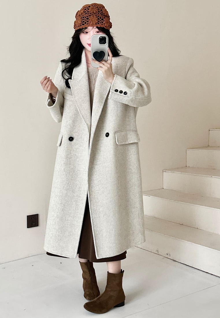 New Korean style double-sided wool coat for commuting CA25102431GY