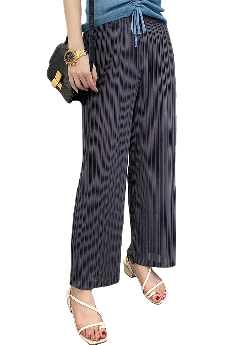2023 Summer Straight Pleated High Waist Casual Wide LegPants CA061331BK