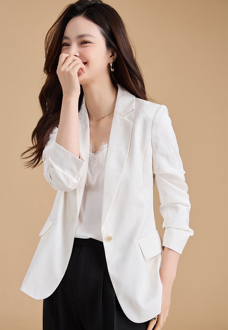 New solid color satin fashion Blazer CA24091131W