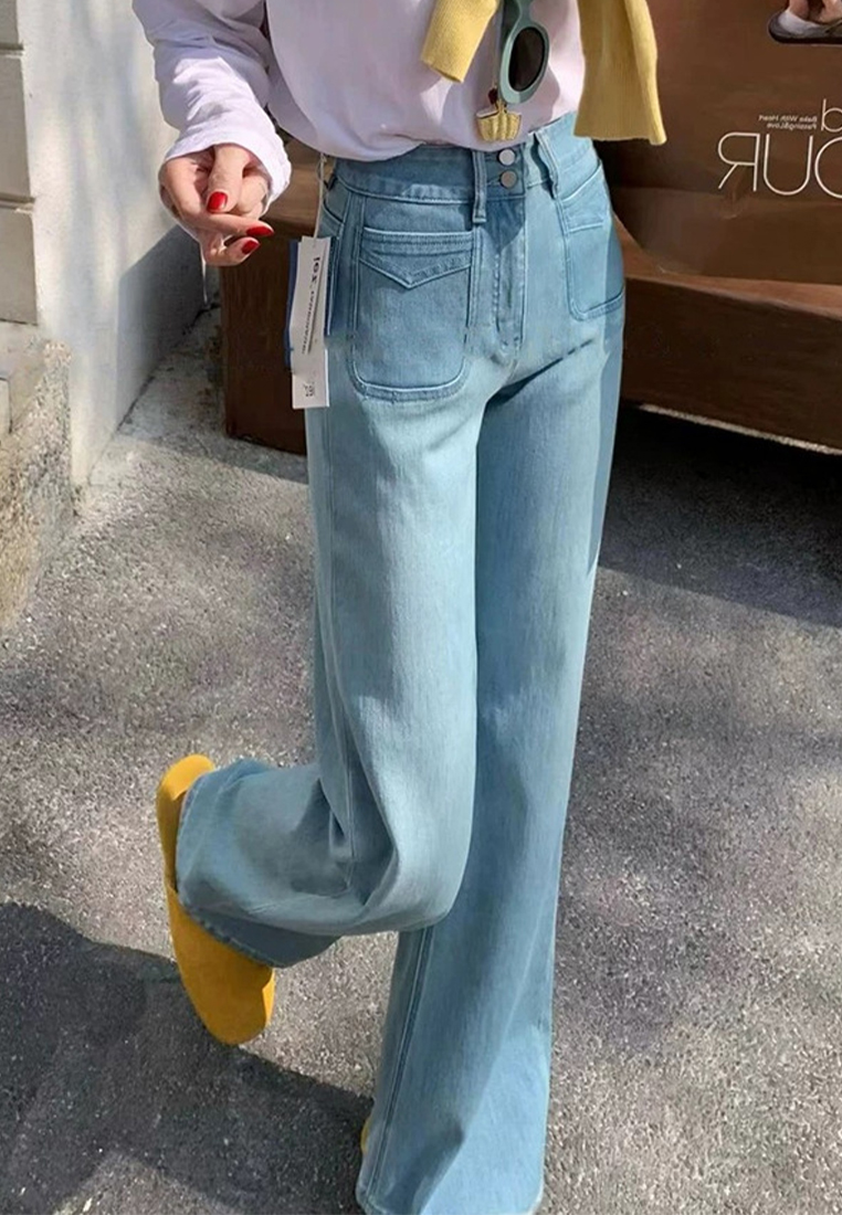 New Korean style four-way stretch high waist flared jeans CA225042231BL