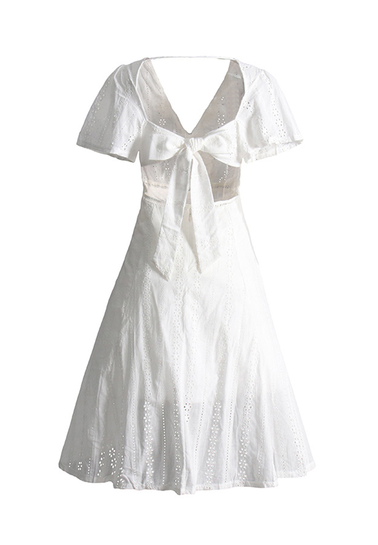 2024V neck mid length skirt new slim fit dress CA24032631W