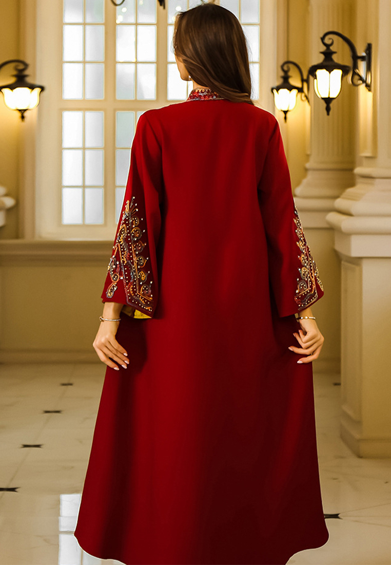 2024 Rope Embroidery Women's Loose Dress Muslim Robe CA24090331RD