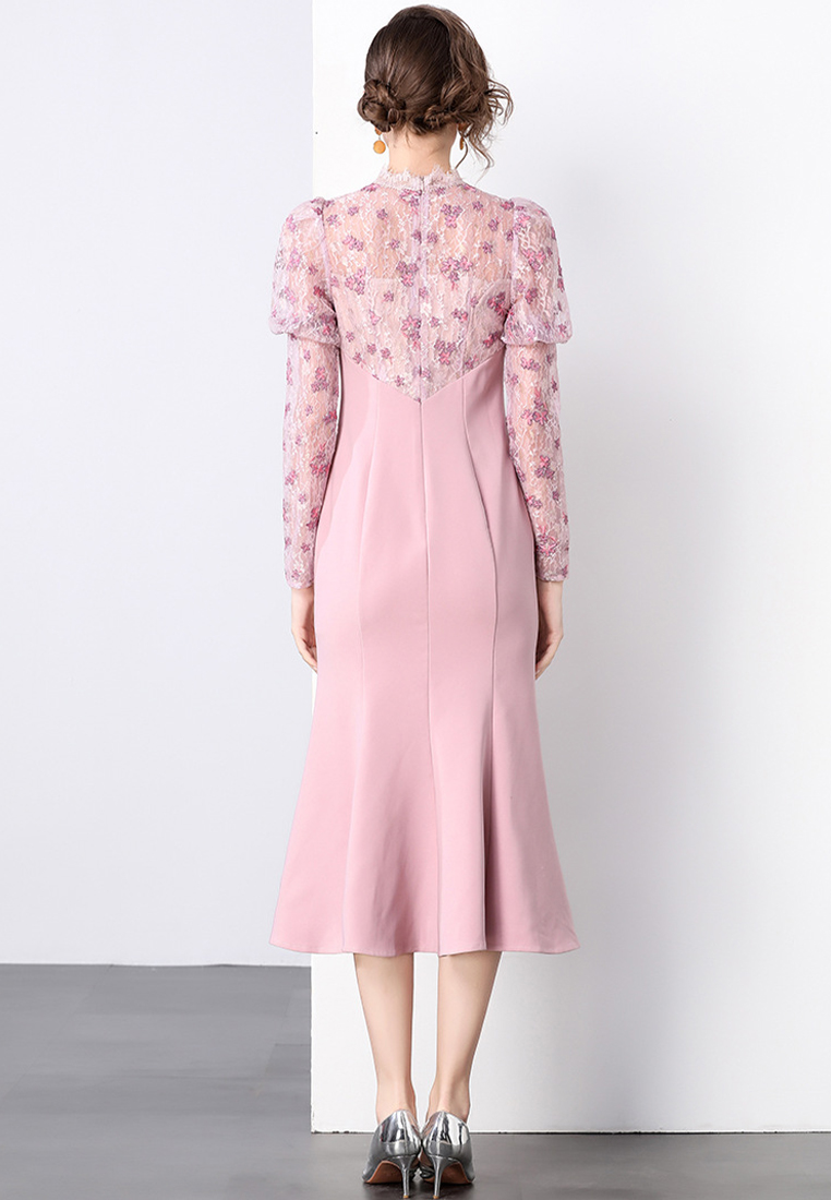 Temperament Warm Pink Slimming Dress CA241128131PI