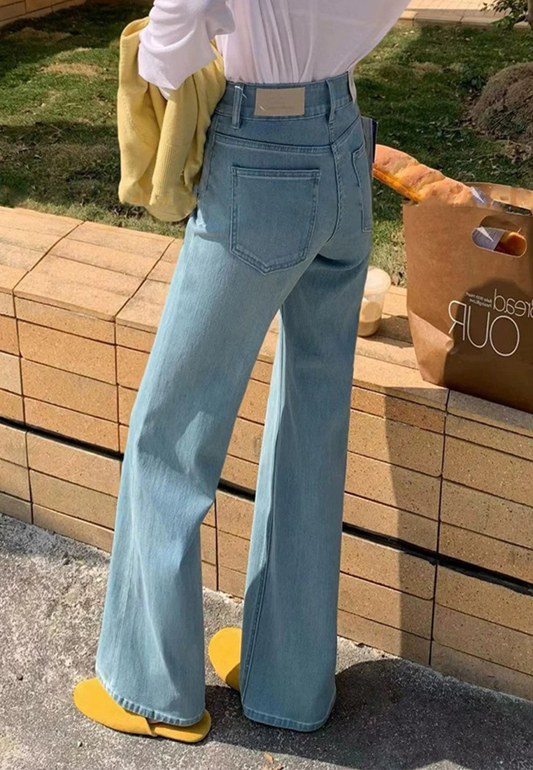 New Korean style four-way stretch high waist flared jeans CA225042231BL