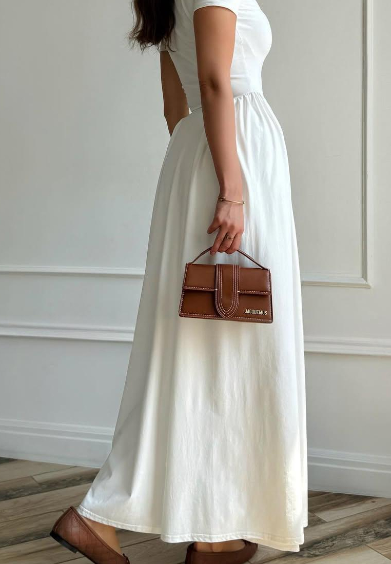 Round neck solid color temperament short sleeve dress CA25091431W