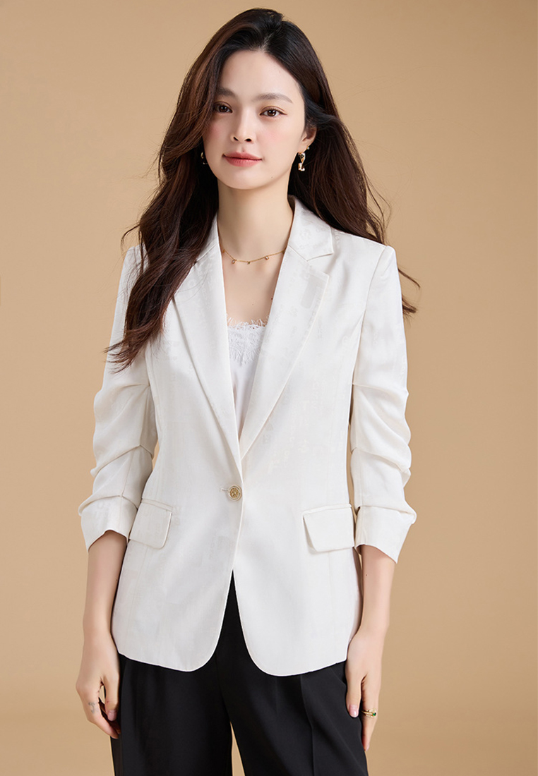 New solid color satin fashion Blazer CA24091131W