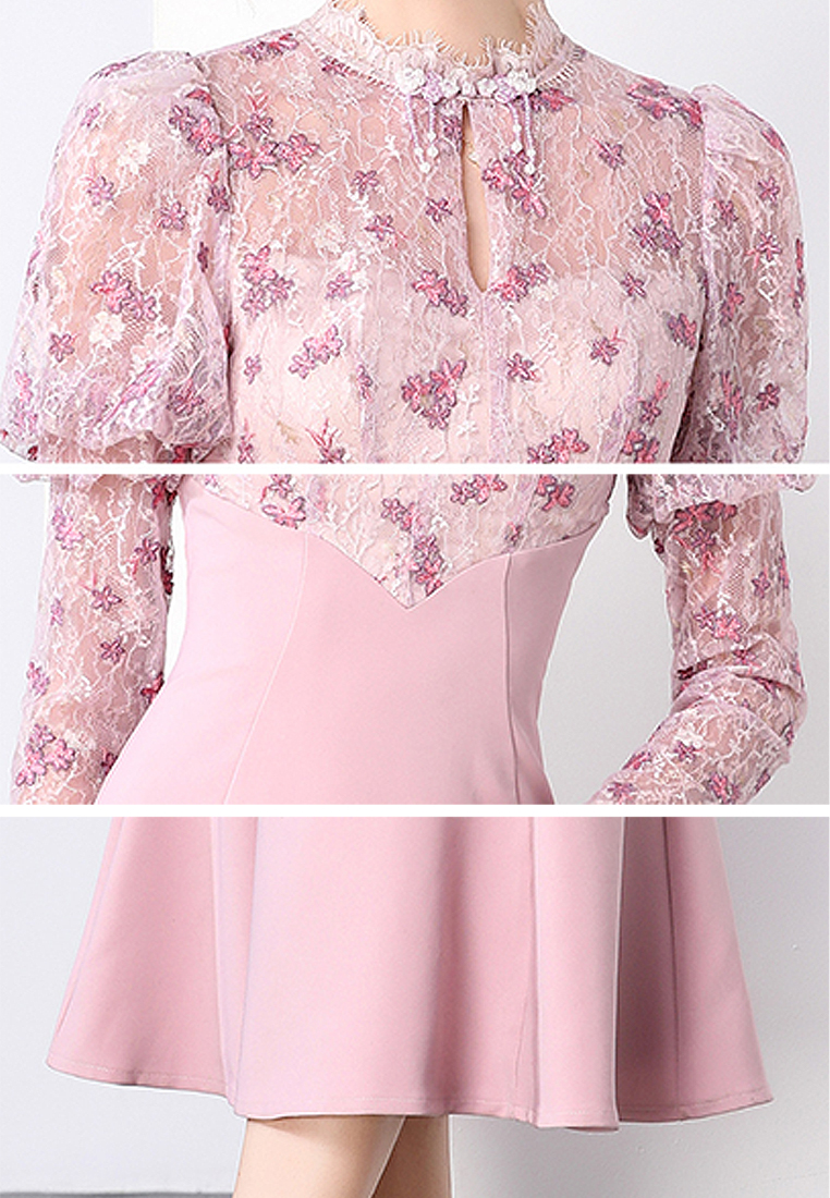 Temperament Warm Pink Slimming Dress CA241128131PI