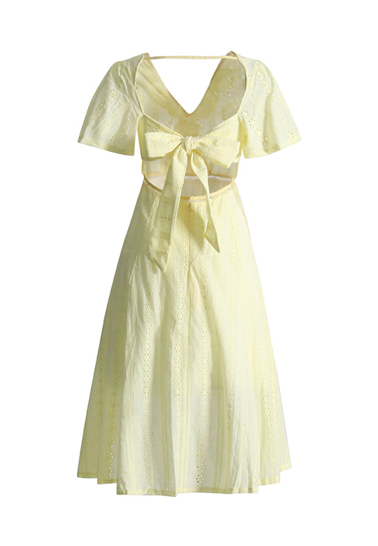 2024V neck mid length skirt new slim fit dress CA24032631W