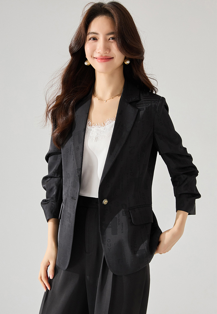 New solid color satin fashion Blazer CA24091131W