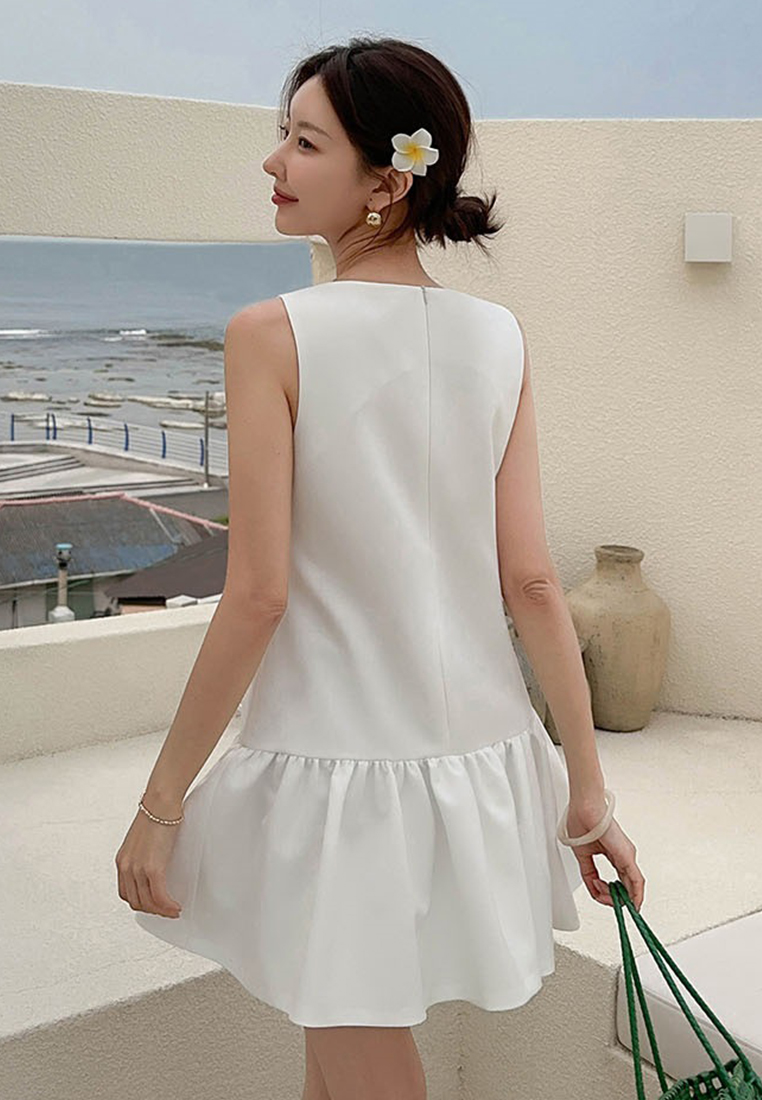 French style round neck sleeveless dress CA25060331PI