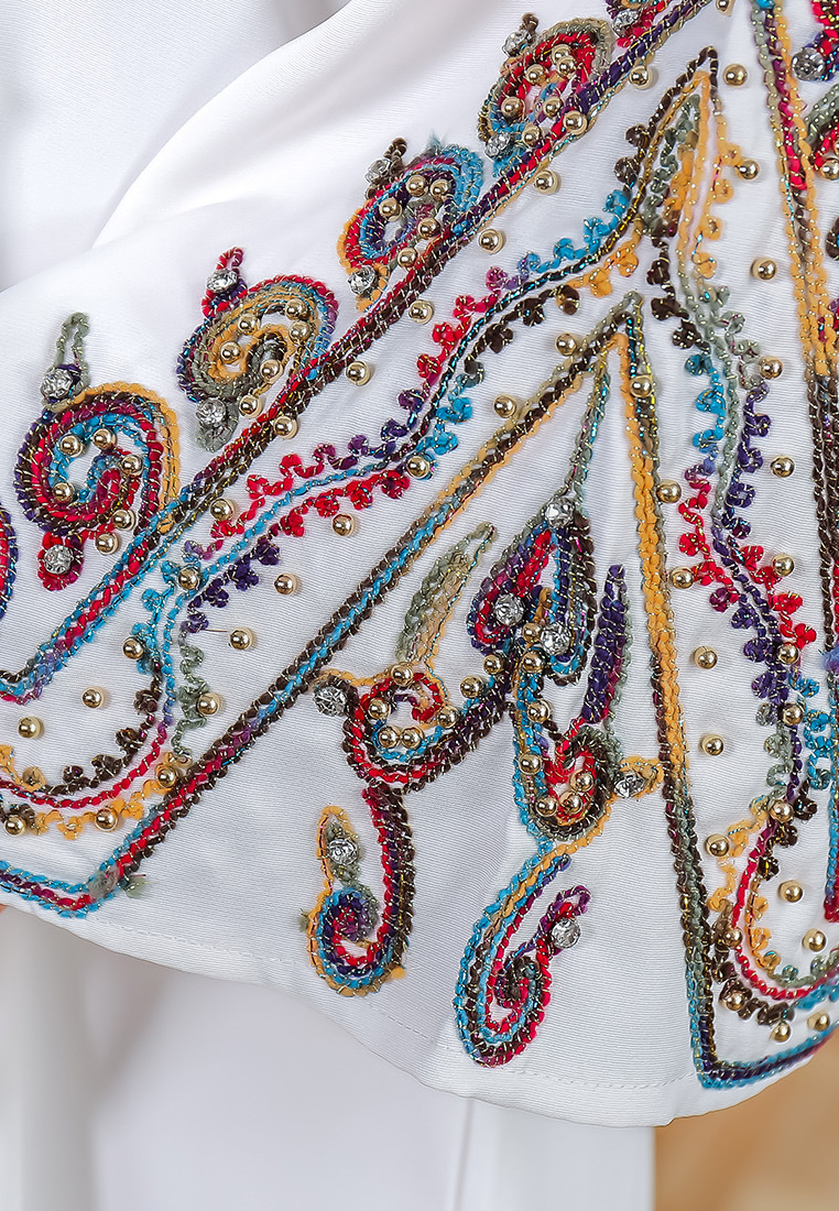 2024 Rope Embroidery Women's Loose Dress Muslim Robe CA24090331RD