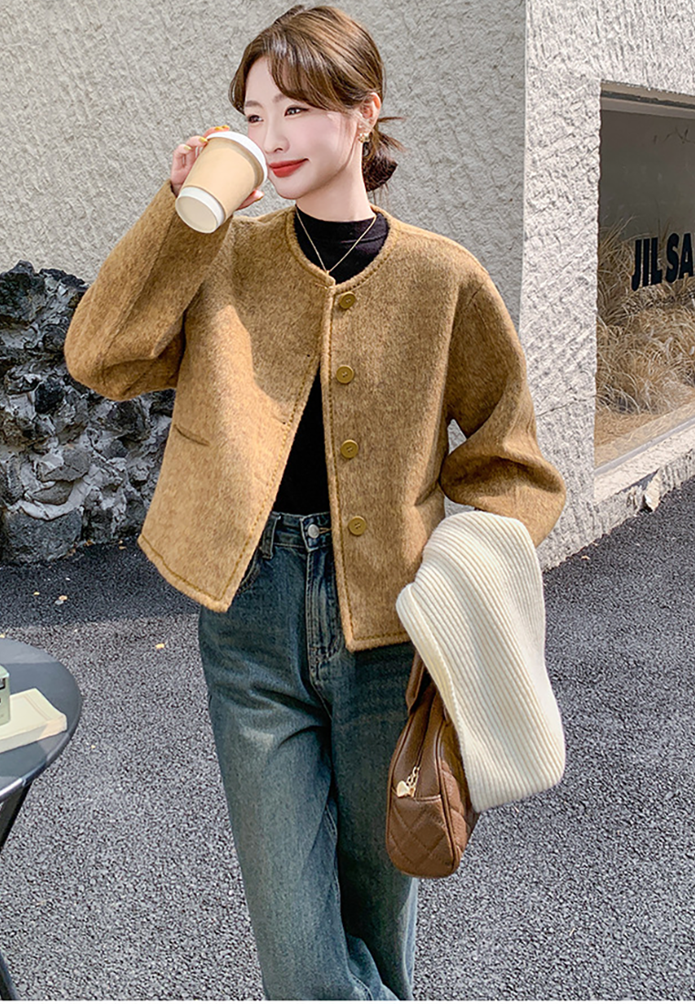 Early Autumn New Chanel-Style Loose-Fitting Crew Neck Wool Coat CA25102432YE