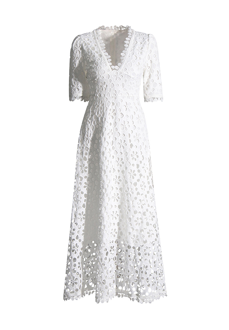 2024 New waist length women's solid color dress CA24032632W