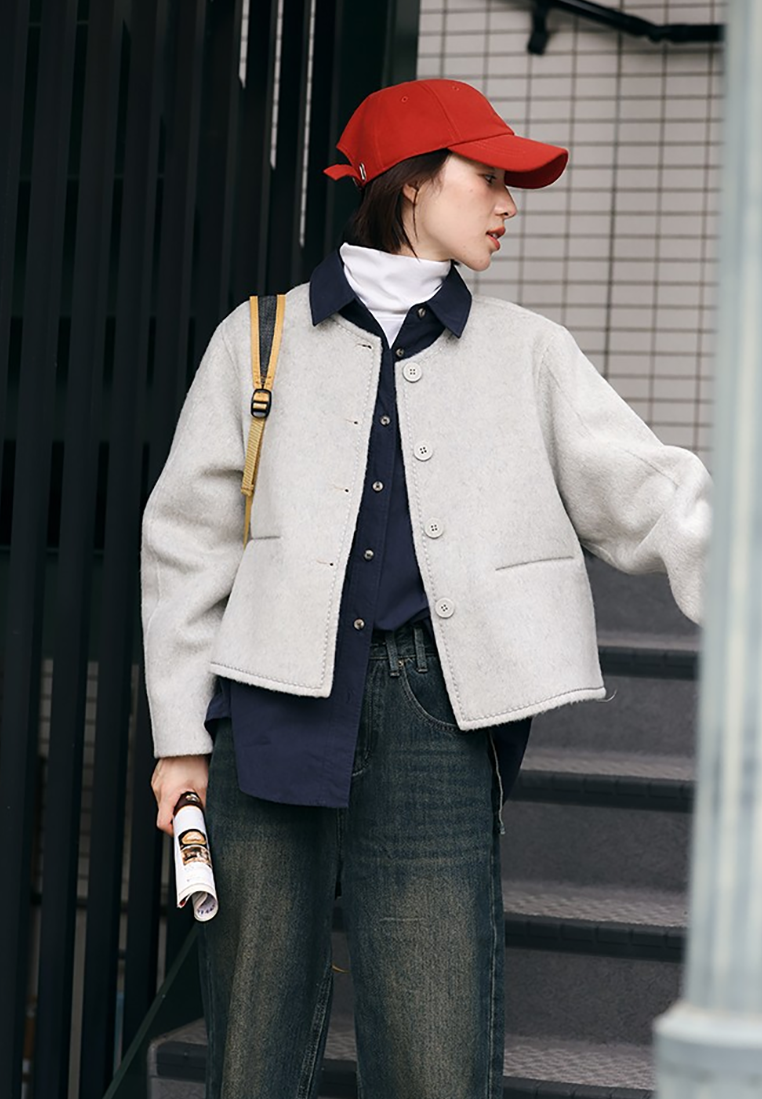 Early Autumn New Chanel-Style Loose-Fitting Crew Neck Wool Coat CA25102432YE