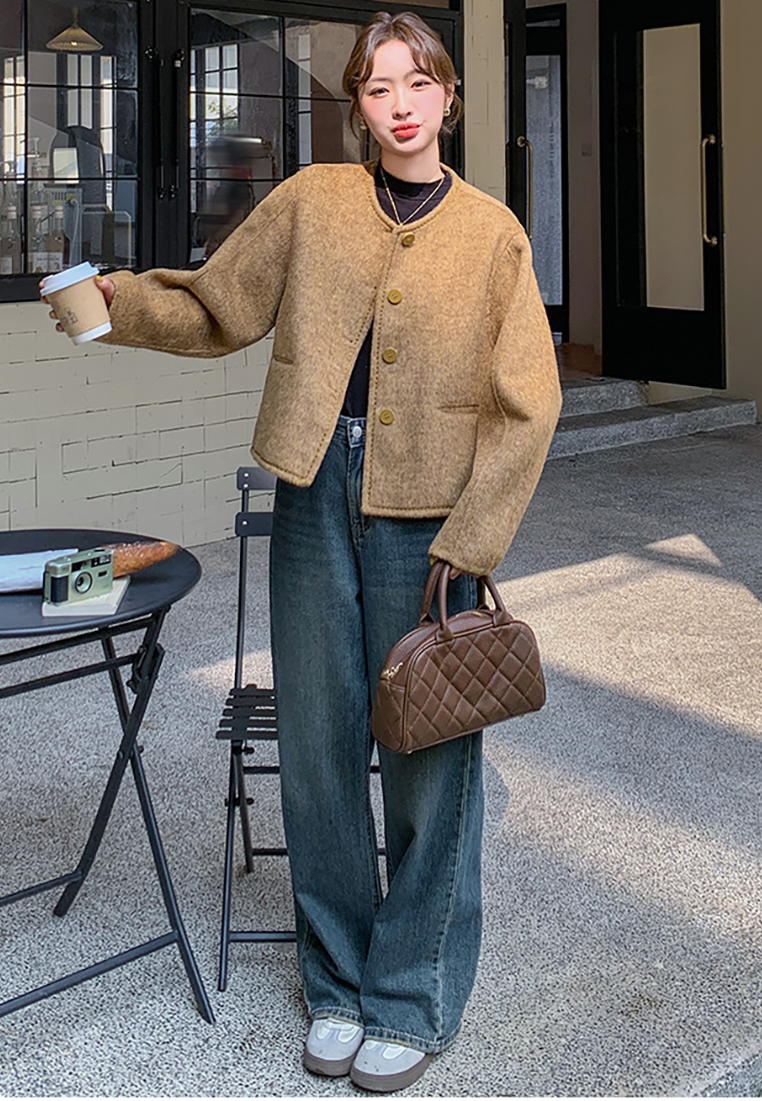 Early Autumn New Chanel-Style Loose-Fitting Crew Neck Wool Coat CA25102432YE