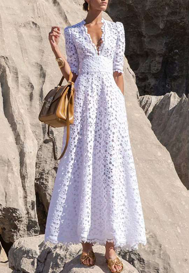 2024 New waist length women's solid color dress CA24032632W