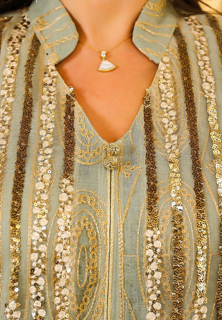 2024 Muslim robe sparkling dress CA24090332GR