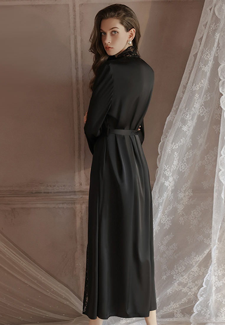 Large size ice silk long lace outer robe suit CA24112032RD