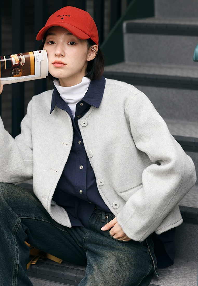 Early Autumn New Chanel-Style Loose-Fitting Crew Neck Wool Coat CA25102432YE