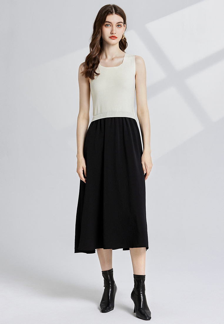 Fashion Knitted Top with Strap Bottom and Woolen Skirt CA241128132BK