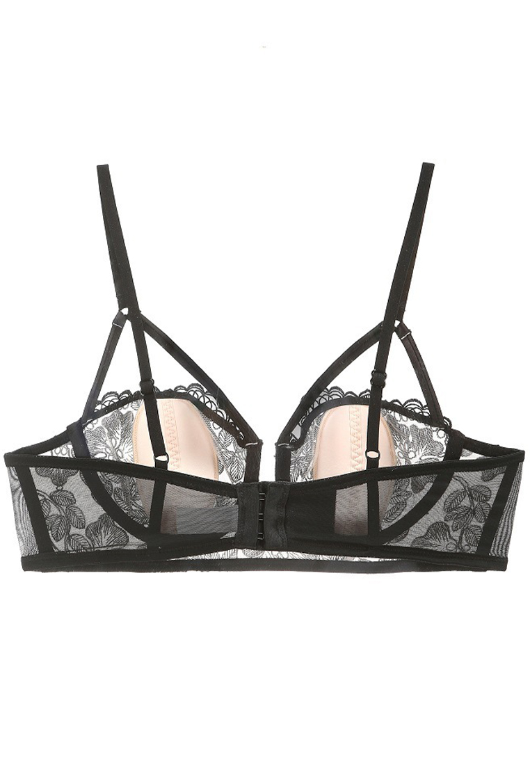 French Embroidery Lace Breathable Soft Underwire Push-up Ultra-Thin Bra Set CA23050433BK