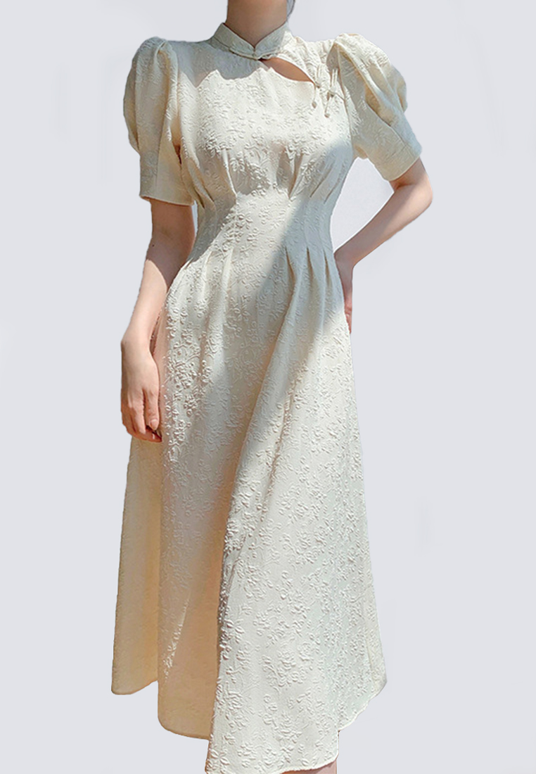 French retro modified white cheongsam long skirt CA24030733
