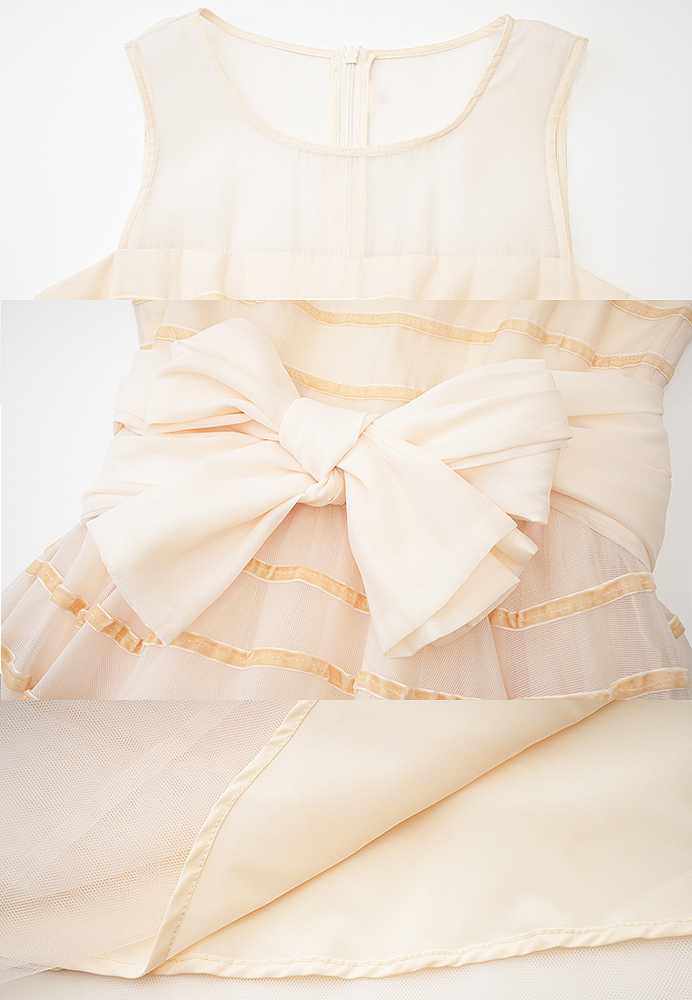 2024 New mesh skirt bow long sleeveless dress CA24031933BK