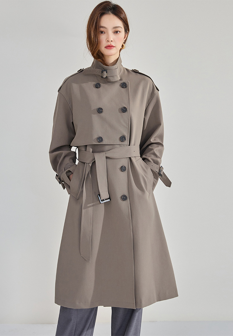 Elegant double breasted long coat CA24091133GY