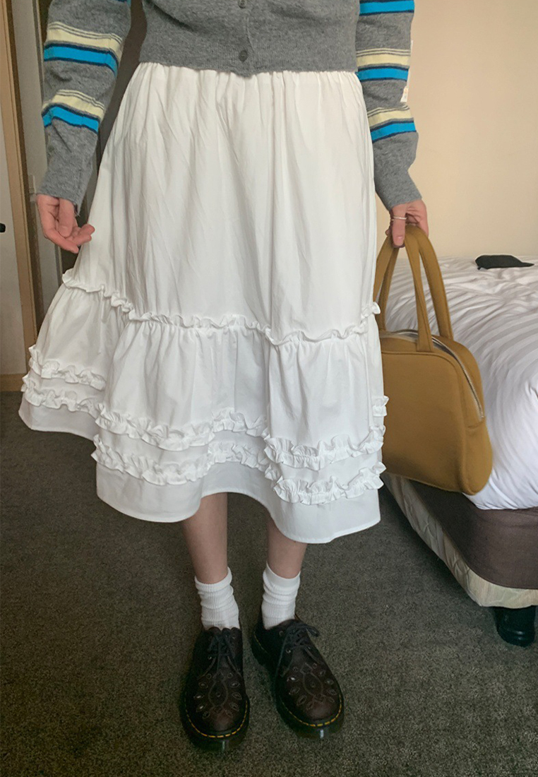 Korean chic spring and summer French elastic waist skirt CA25042933W