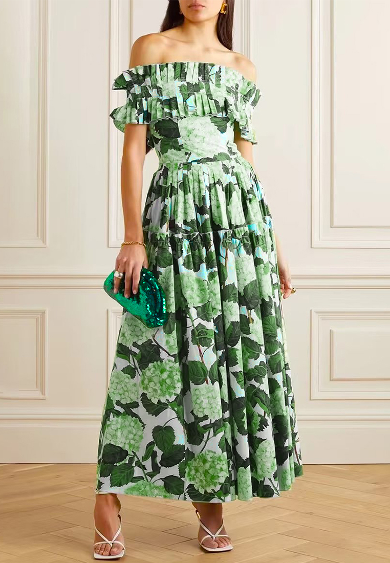 2024 Summer Strap Long Printed Dress CA24032633GR