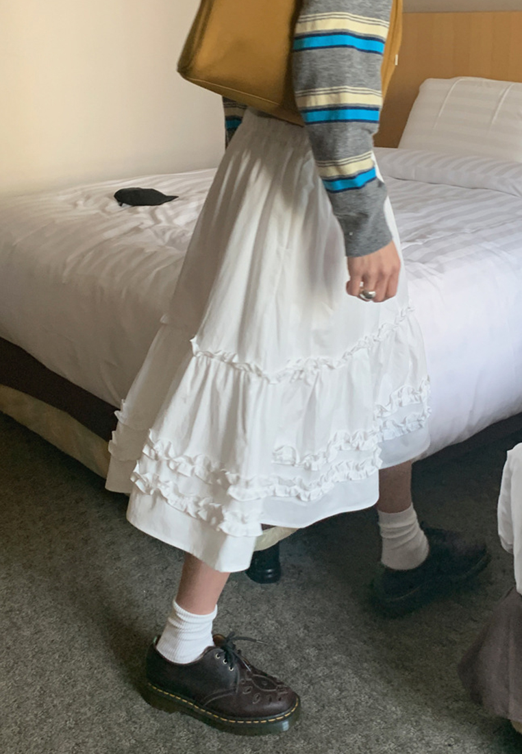 Korean chic spring and summer French elastic waist skirt CA25042933W