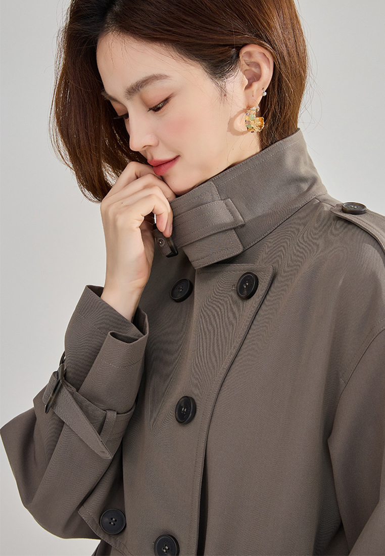 Elegant double breasted long coat CA24091133GY