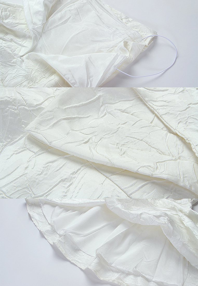 2024 New temperament fluffy skirt with white suspender small dress for women CA4021933W