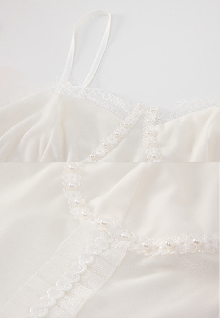 Autumn and winter velvet thickened strappy robe and suspender nightgown CA24112033W