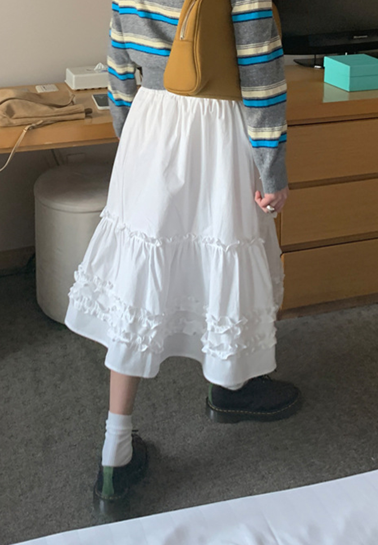 Korean chic spring and summer French elastic waist skirt CA25042933W