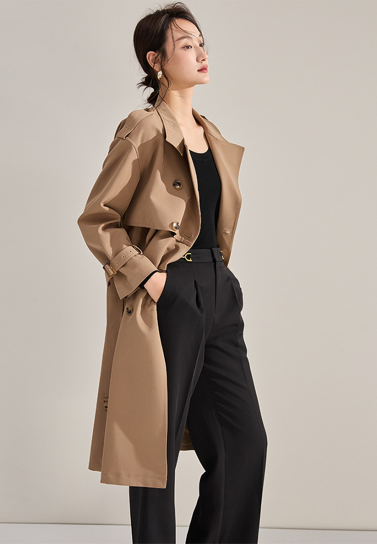 Elegant double breasted long coat CA24091133GY