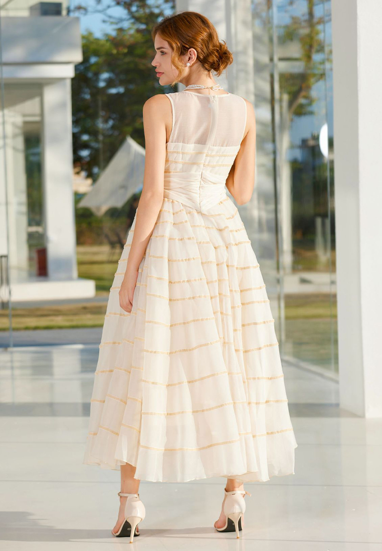 2024 New mesh skirt bow long sleeveless dress CA24031933BK