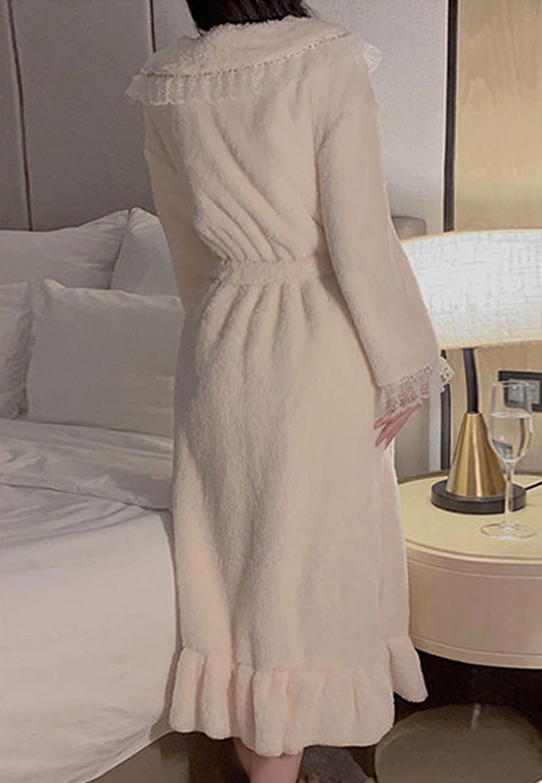 Autumn and winter velvet thickened strappy robe and suspender nightgown CA24112033W