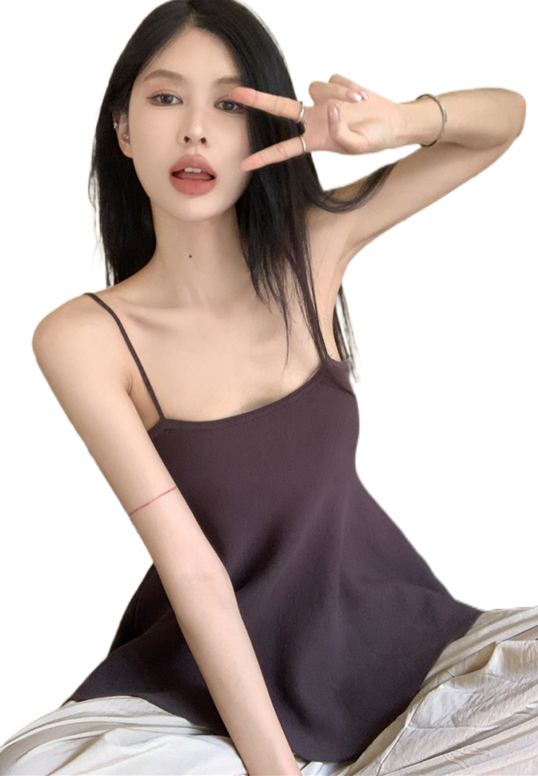 Camisole knitted vest new summer sleeveless top CA24050633BK