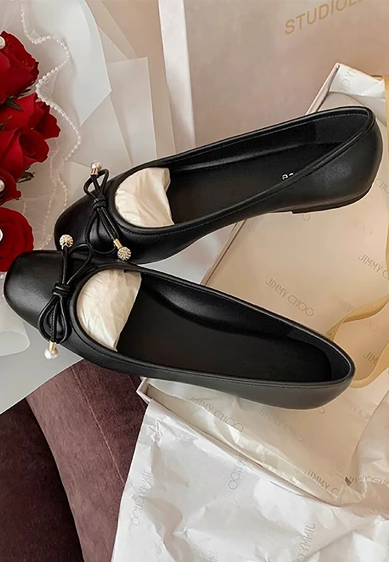 Rhinestone bow ballet flat shoes CA25021325W