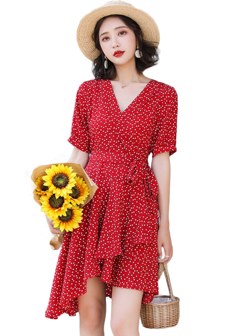 One Piece Floral Tuxedo One Piece Dress A22022539RD-L