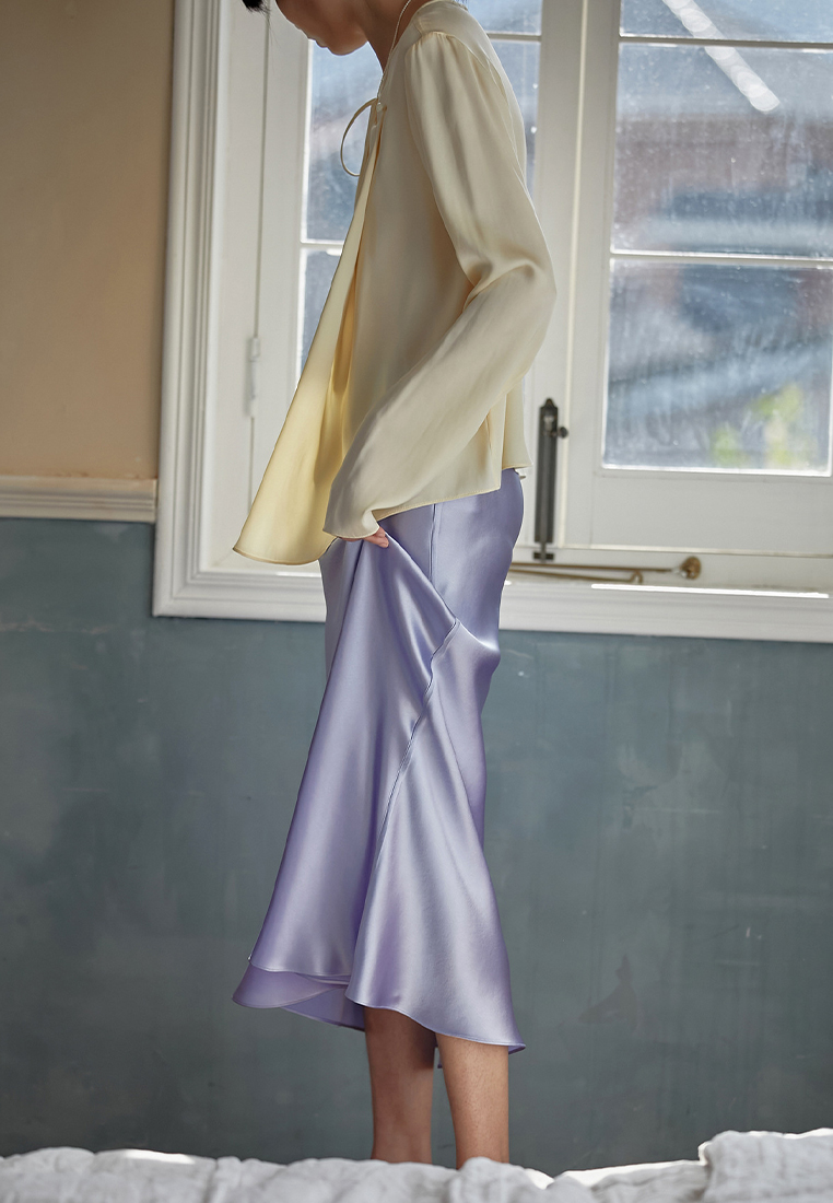 2023 Summer New Satin Smooth A-Line Midi Skirt CA061334KI