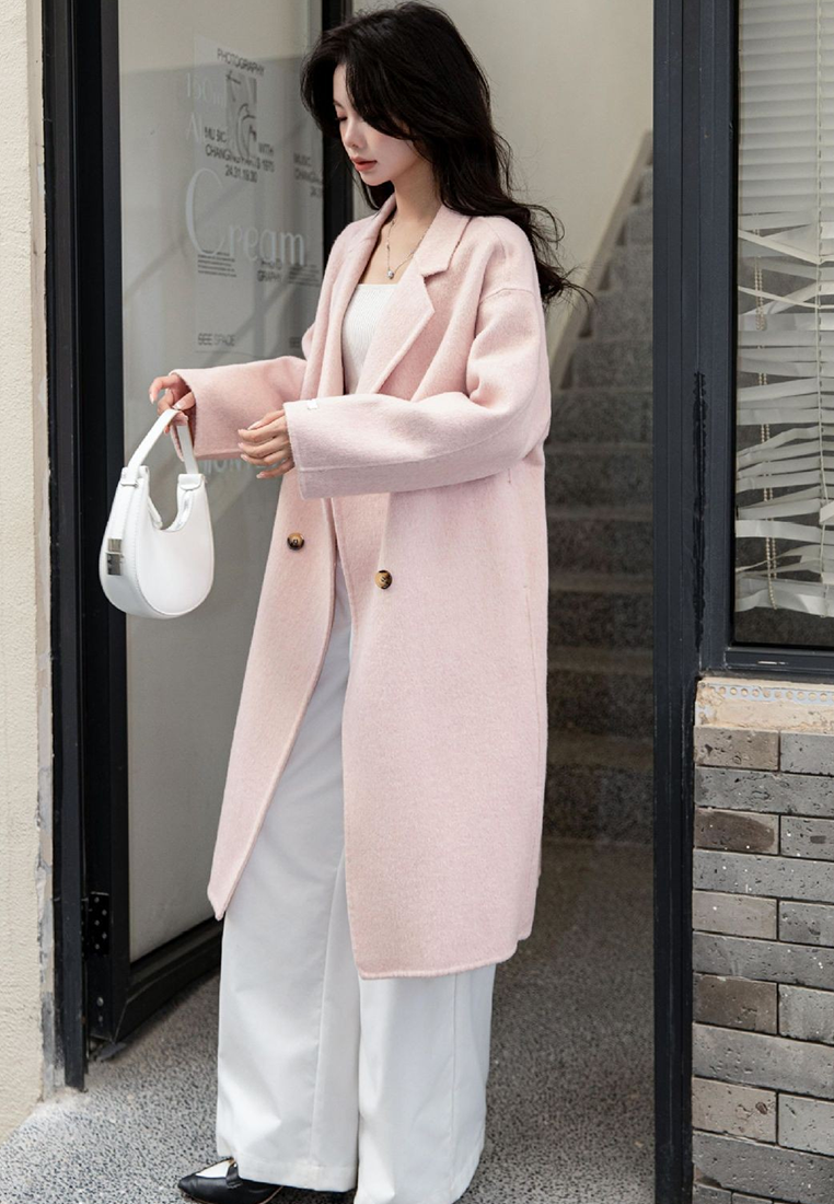 New Autumn/Winter Double-Breasted Minimalist Wool Coat CA25102434W