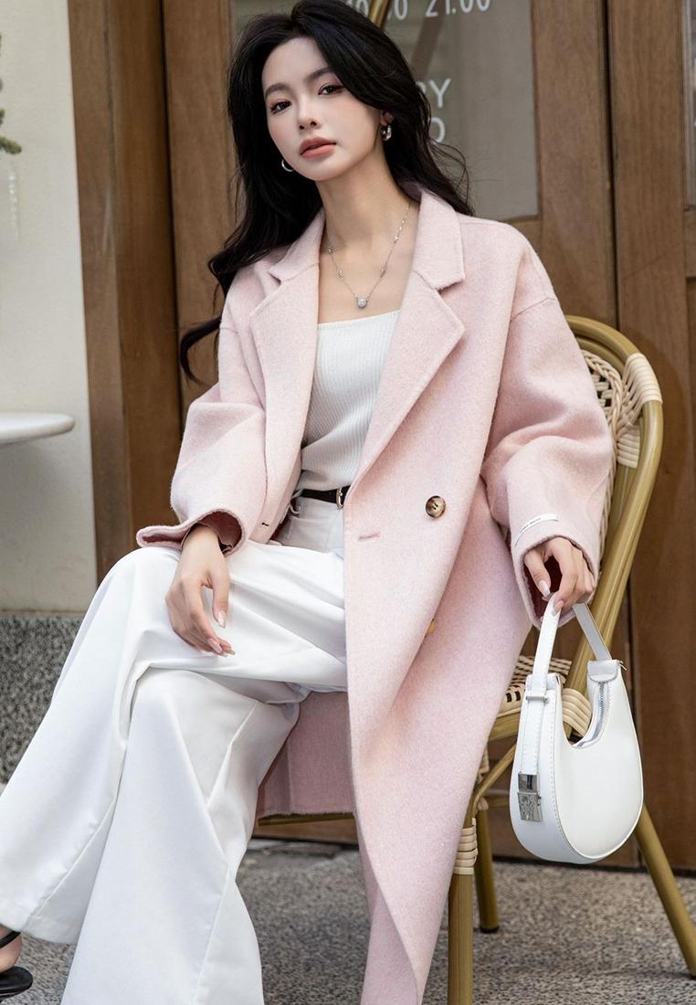 New Autumn/Winter Double-Breasted Minimalist Wool Coat CA25102434W