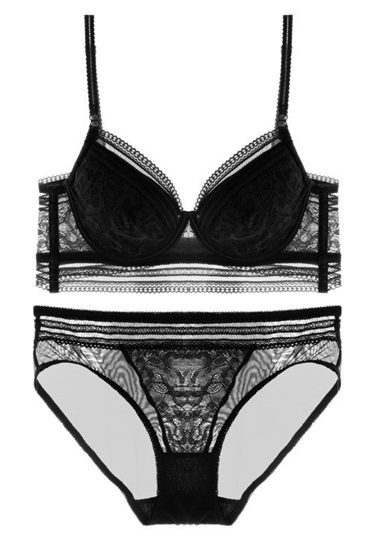 French Style Backless Sexy Lace Shaping Push-up Thin Bra Set CA23050434GR