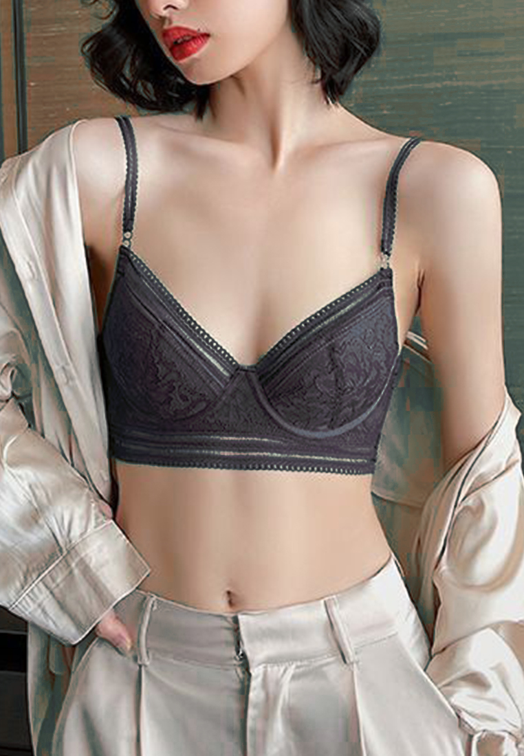 French Style Backless Sexy Lace Shaping Push-up Thin Bra Set CA23050434GR