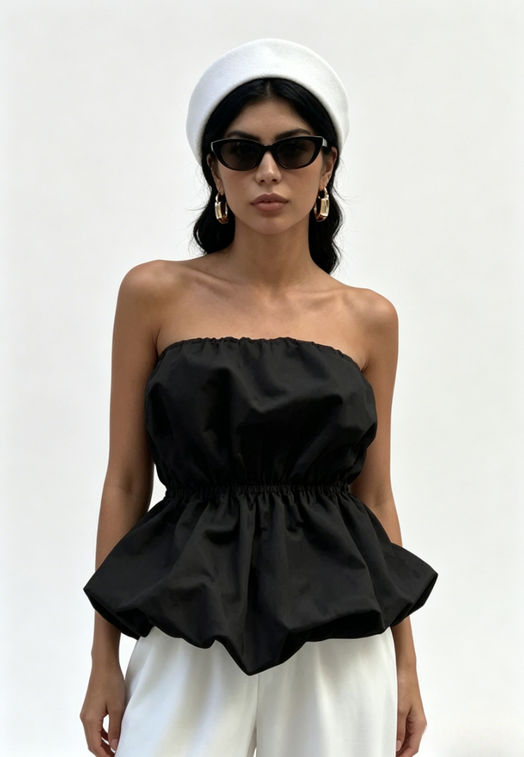 Chic Style Strapless Ruched Waist Bubble Hem Tube Top Multi Color K26050502
