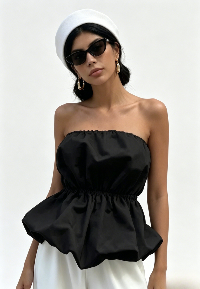 Chic Style Strapless Ruched Waist Bubble Hem Tube Top Multi Color K26050502