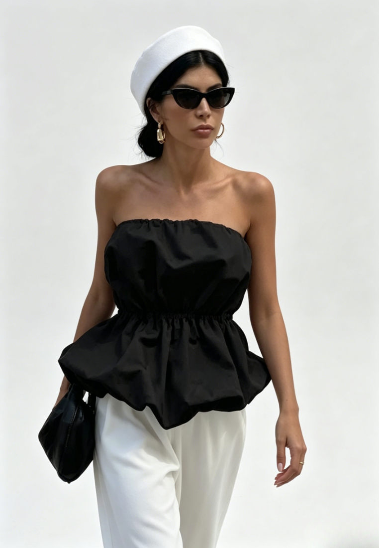 Chic Style Strapless Ruched Waist Bubble Hem Tube Top Multi Color K26050502