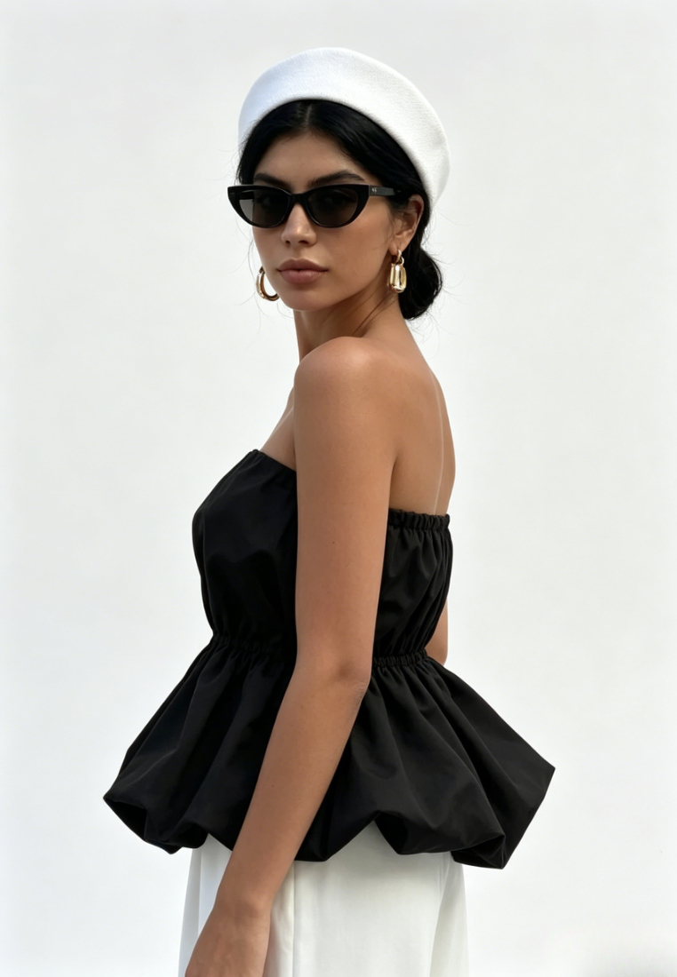 Chic Style Strapless Ruched Waist Bubble Hem Tube Top Multi Color K26050502